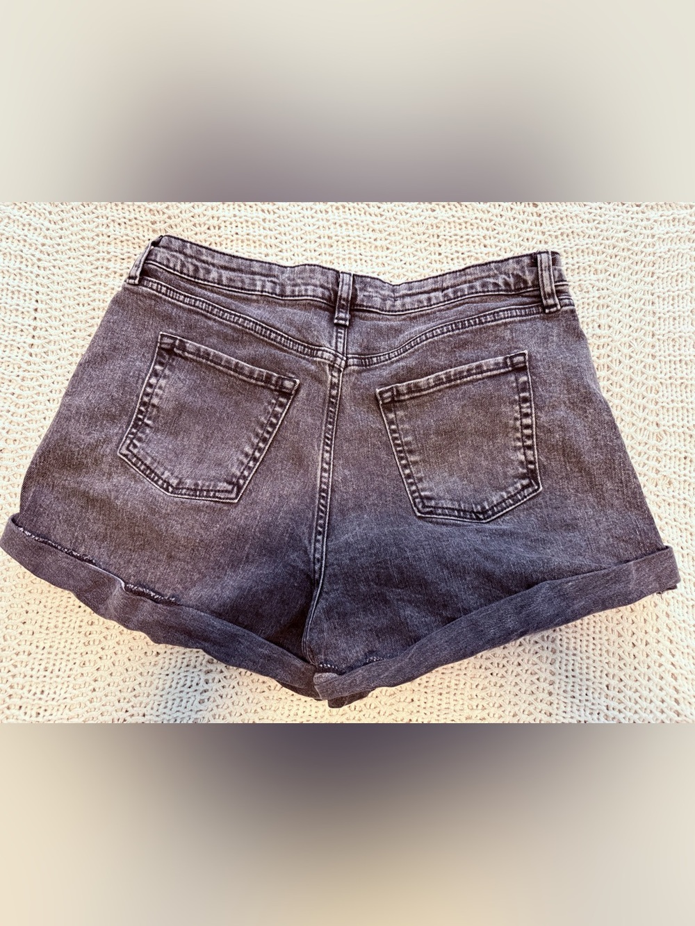 wild fable Washed Black High-Rise Cuffed Denim Shorts